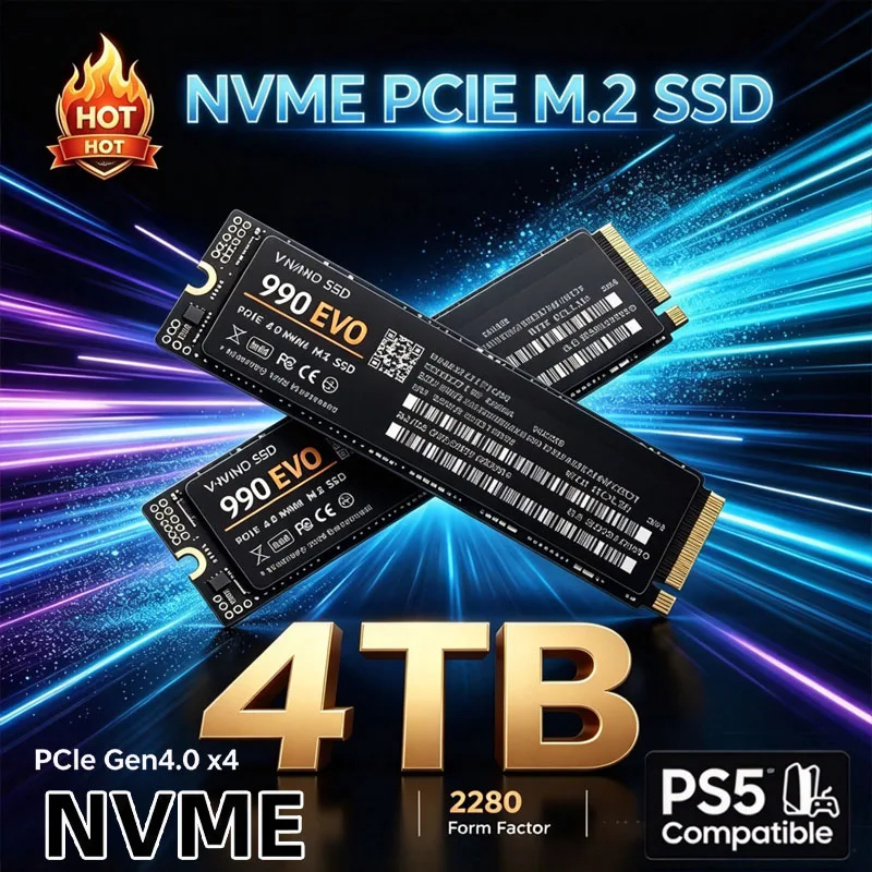 990 EVO Gaming M.2 NVMe SSD PCIe 4.0 X4 TLC 3D NAND 2280 Internal Drive 500GB 1TB 2TB 4TB for PS5 Laptop Desktop PC