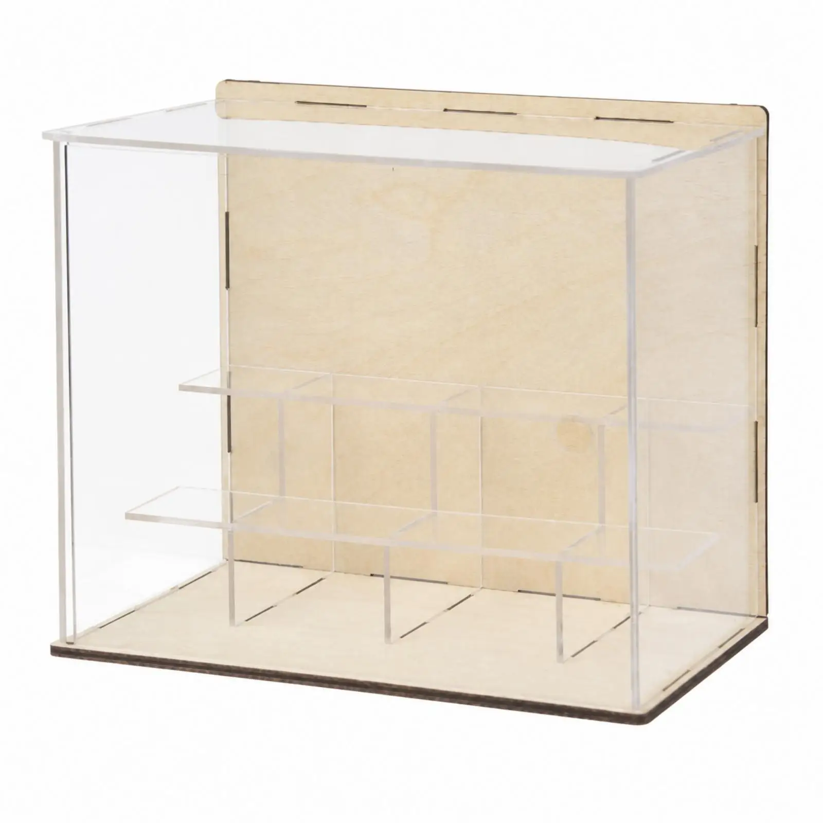 Acrylic Display Cabinet for Gundam Figures Wood Trim Protection Case with Internal Shelving for Action Figure Collection