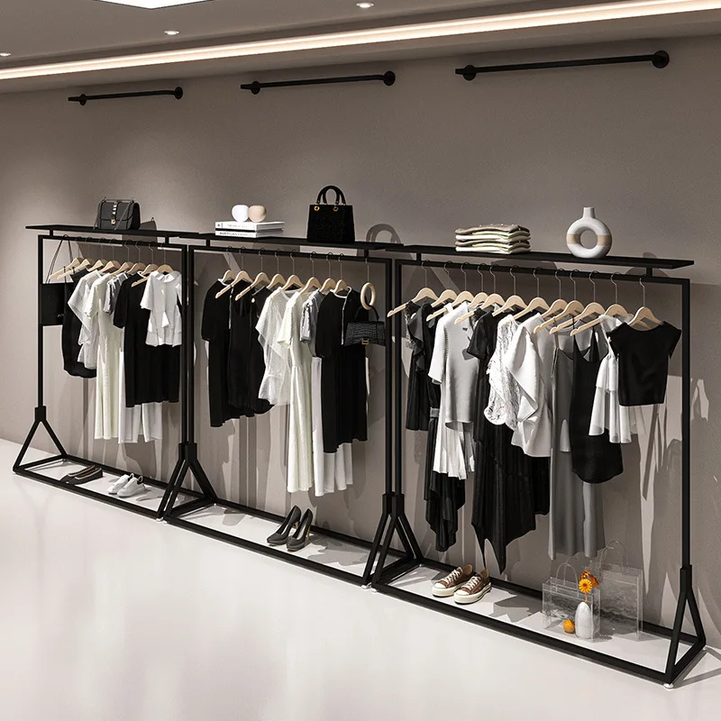 

Clothing store display rack mobile Zhongdao shelf women's clothing