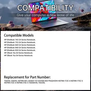 Baterie TA03XL pro HP EliteBook 755 840 848 850 G4 řady HSTNN-LB7J HSTNN-LB7L HSTNN-I75C-4 HSTNN-I75C-5 51Wh 11 10 nejlepší prodej Baterie pro HP EliteBook 840 - №8