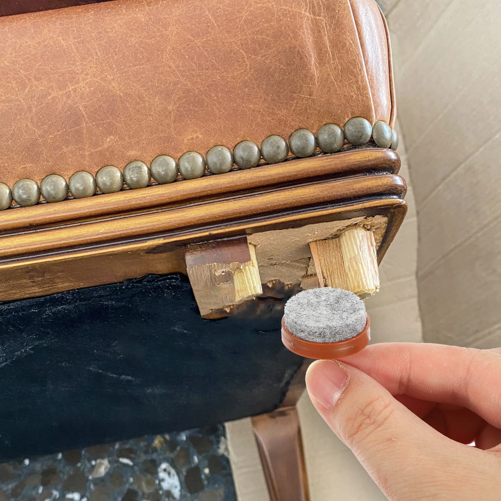 

50pcs Anti-Slip Felt Furniture Pads Brown Durable Floor Protector For Chair Table Legs Home Dorm Use High-Strength Steel Nail