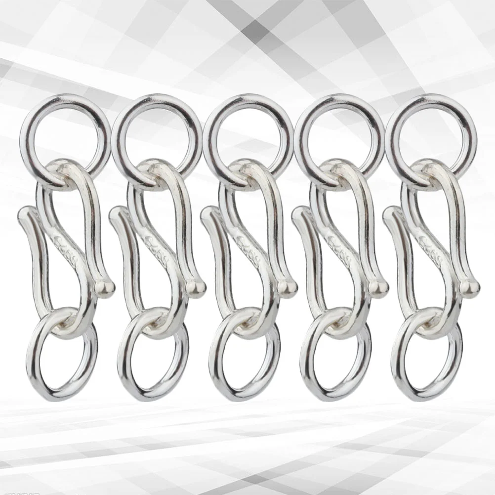 

5 Pcs Double Ring Hook Buckle Chain Eye Clasp Rings Button Silver Necklace 925 Man Necklaces for Men