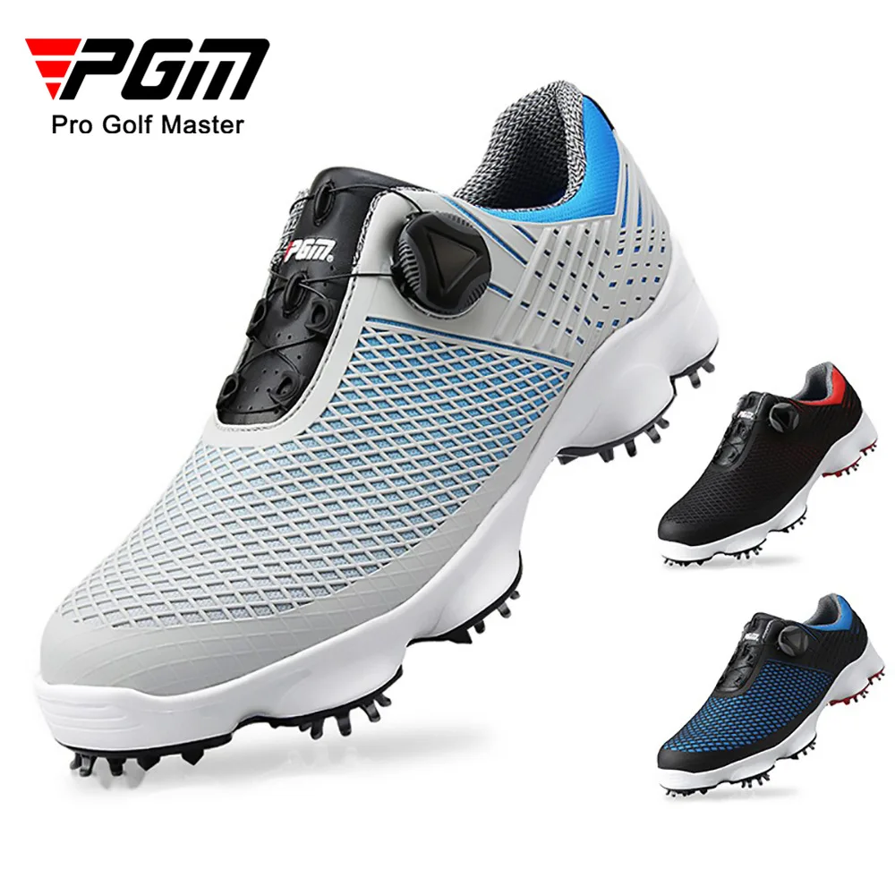 

PGM Mens Golf Shoes Spikes Nail Non-Slip Waterproof Genuine Leather Sneakers Comfortable Knob Buckle Golf Men'S Shoes XZ106