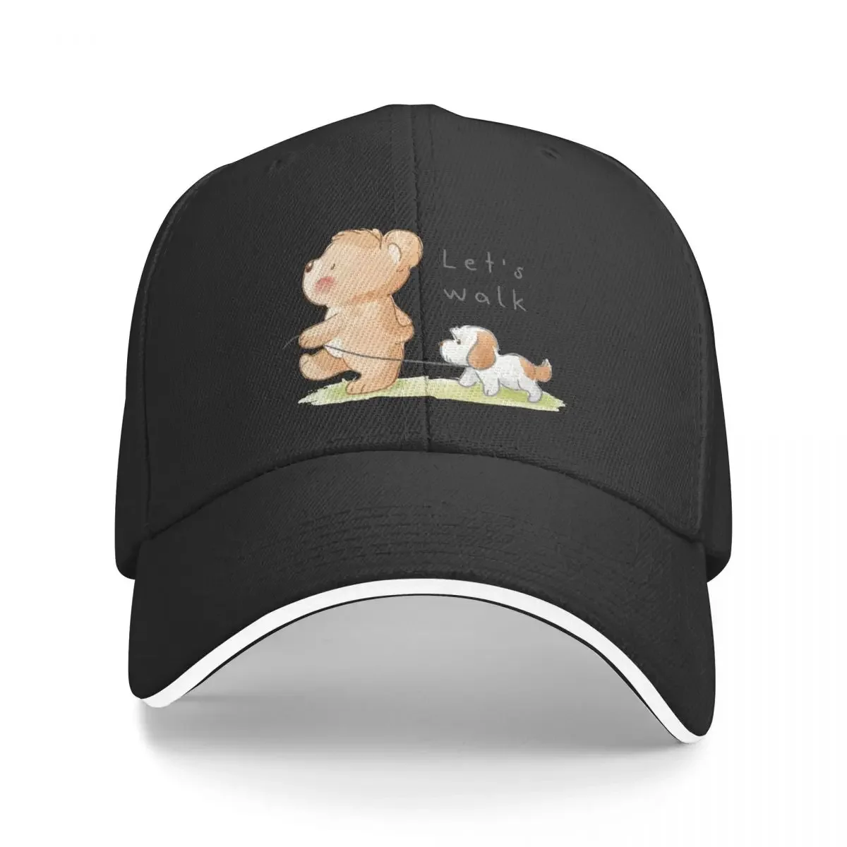 Let's walk Cute bear walking puppy Baseball Cap New Hat Hat Baseball Cap Hood Women's Hats 2024 Men's