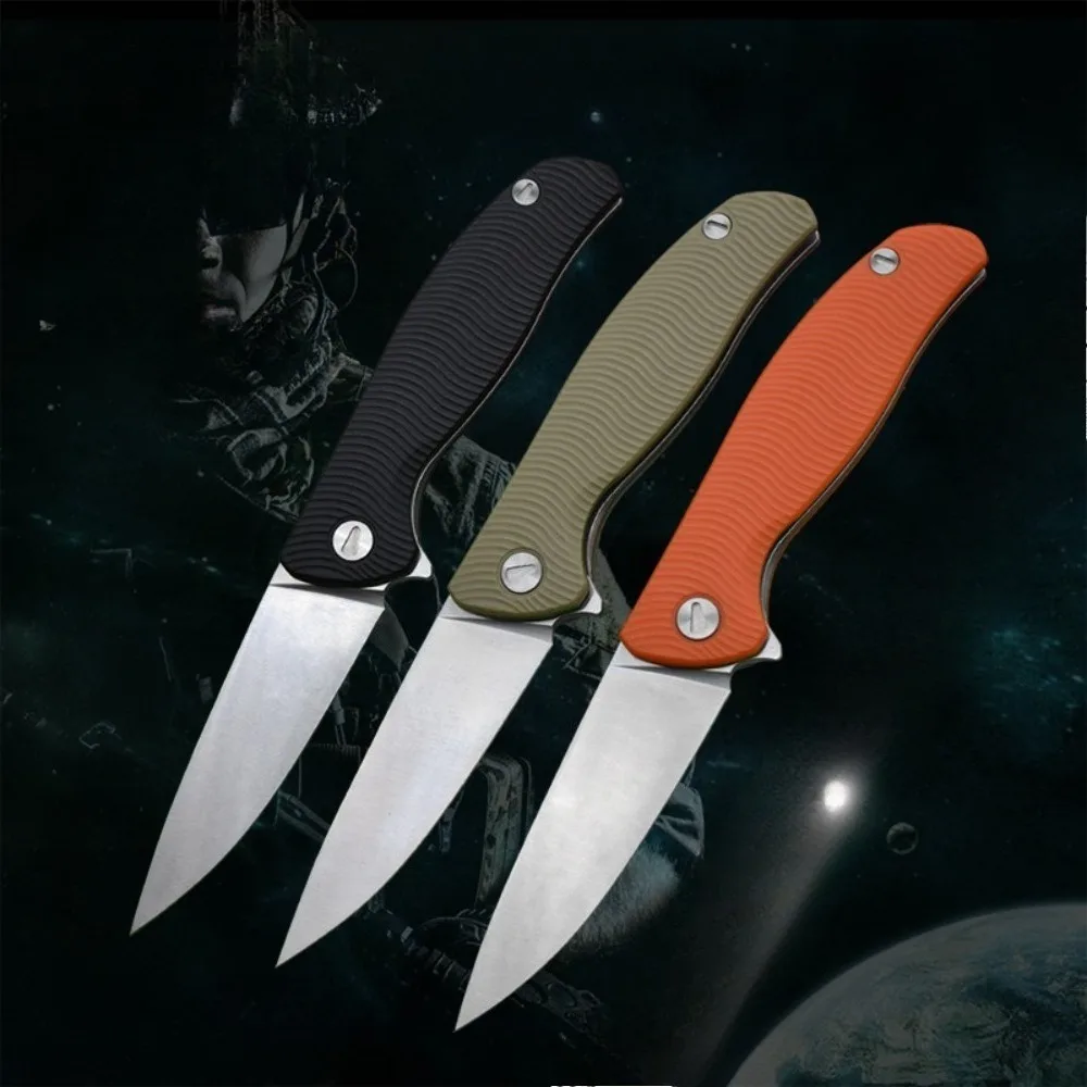 Cuchillo Plegable de Alta Calidad para Exteriores, Ligero y Duradero, Herramienta de Camping con Hoja D2 y Mango de Fibra de Nylon, Cuchillo de Bolsillo Portátil