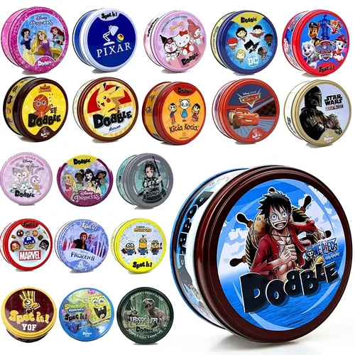 22 스타일 더블 juego 카드 Dobble 카드 게임 테이블 보드 게임 Dobbles 어린이를위한 HP 금속 상자 카드 일치하는 장난감 어린이를위한 