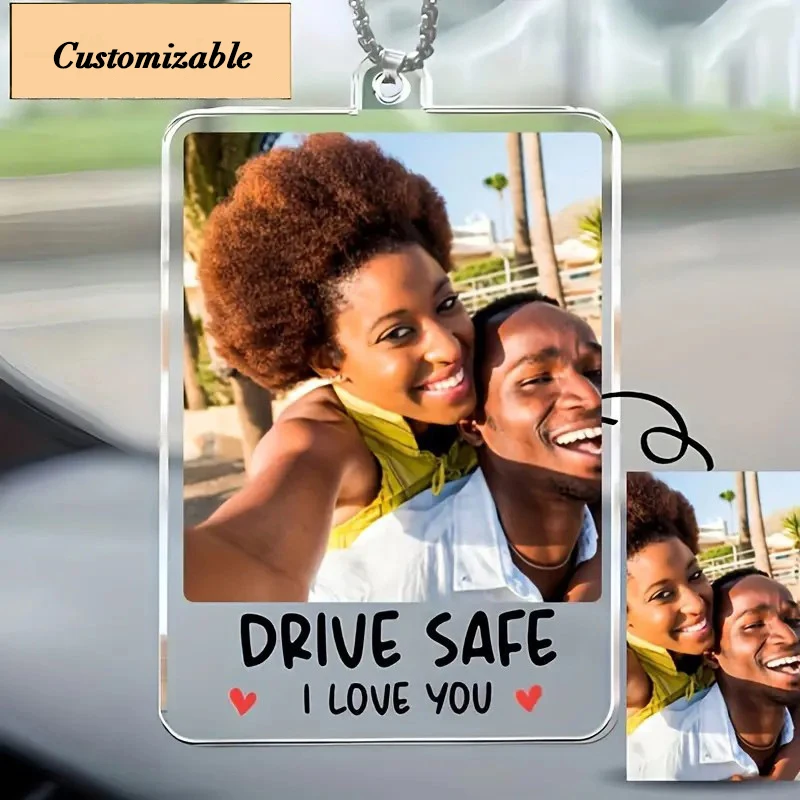 

Вешалка для текста с именем фото на заказ, персонализированное подвесное акриловое украшение для фотографий, украшение для автомобиля, домашний декор стены