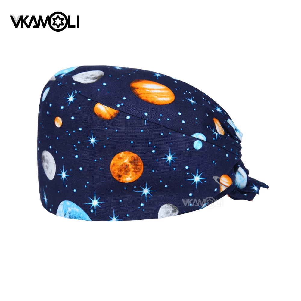 new men Universe starry sky print cotton High Quality Caps Scrubs Cap Breathable Adjustable Elastic size Hat 24 hours delivery