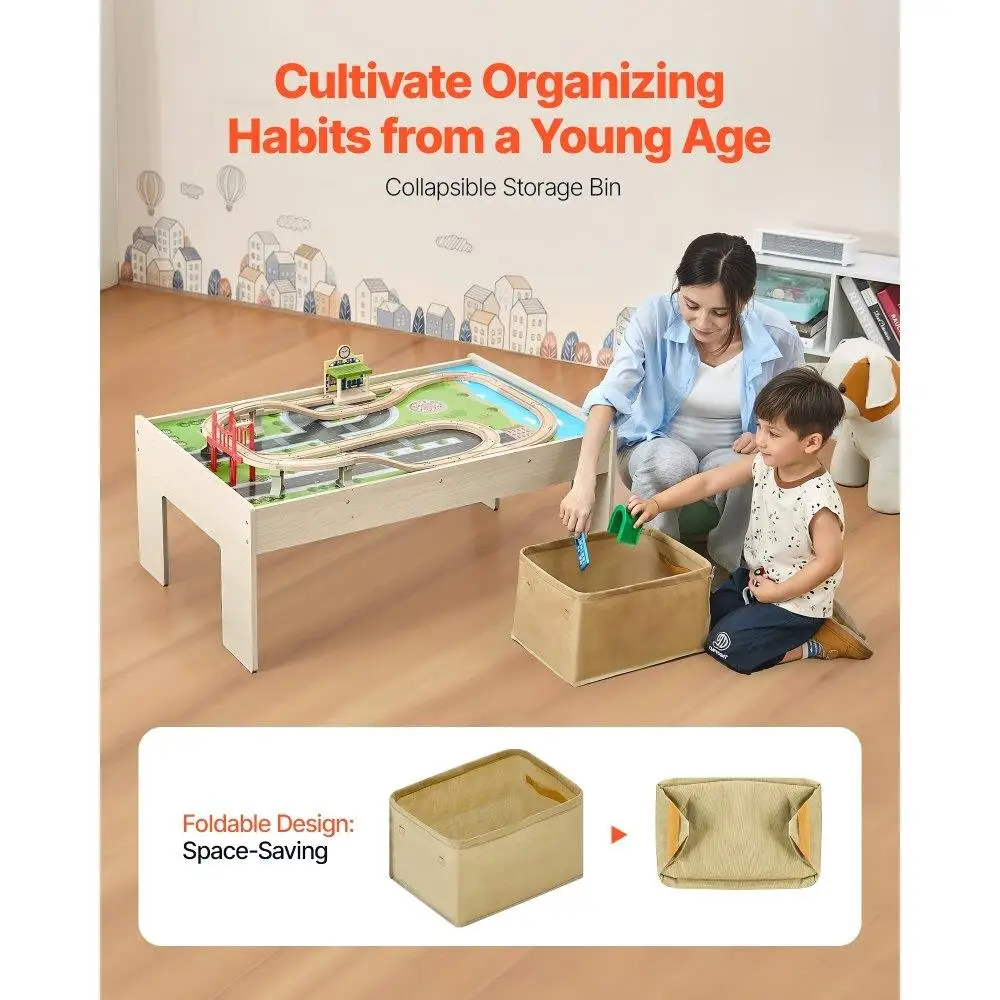 طاولة أنشطة خشبية للأطفال مع صندوق تخزين قابل للطي لتصميم ممتع للأثاث التعليمي لتوفير المساحة