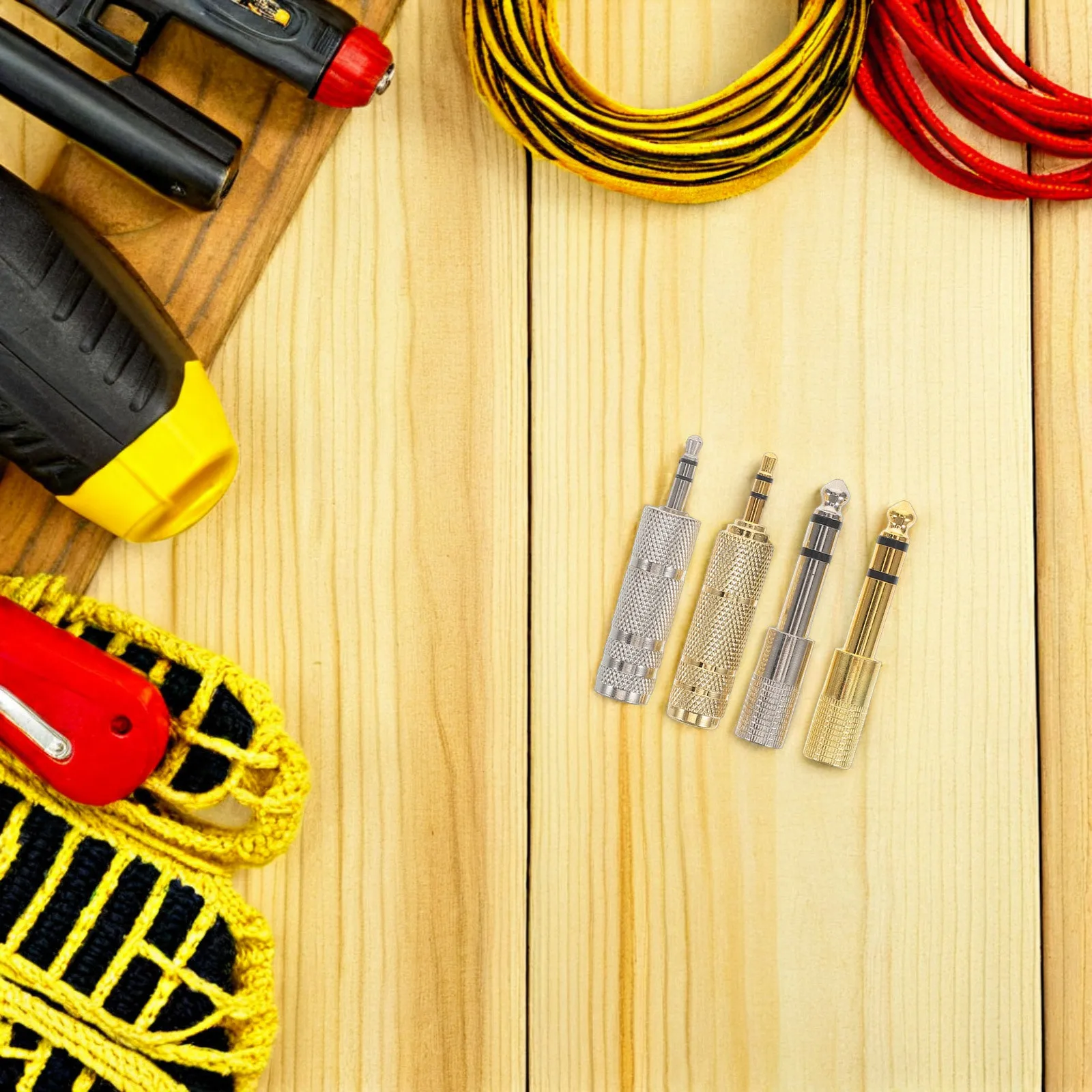 

4Pcs Metal Microphone Adapter Audio Jack Conversion Stereo Mic Connector High Fidelity Audio Transmission for Home Mic