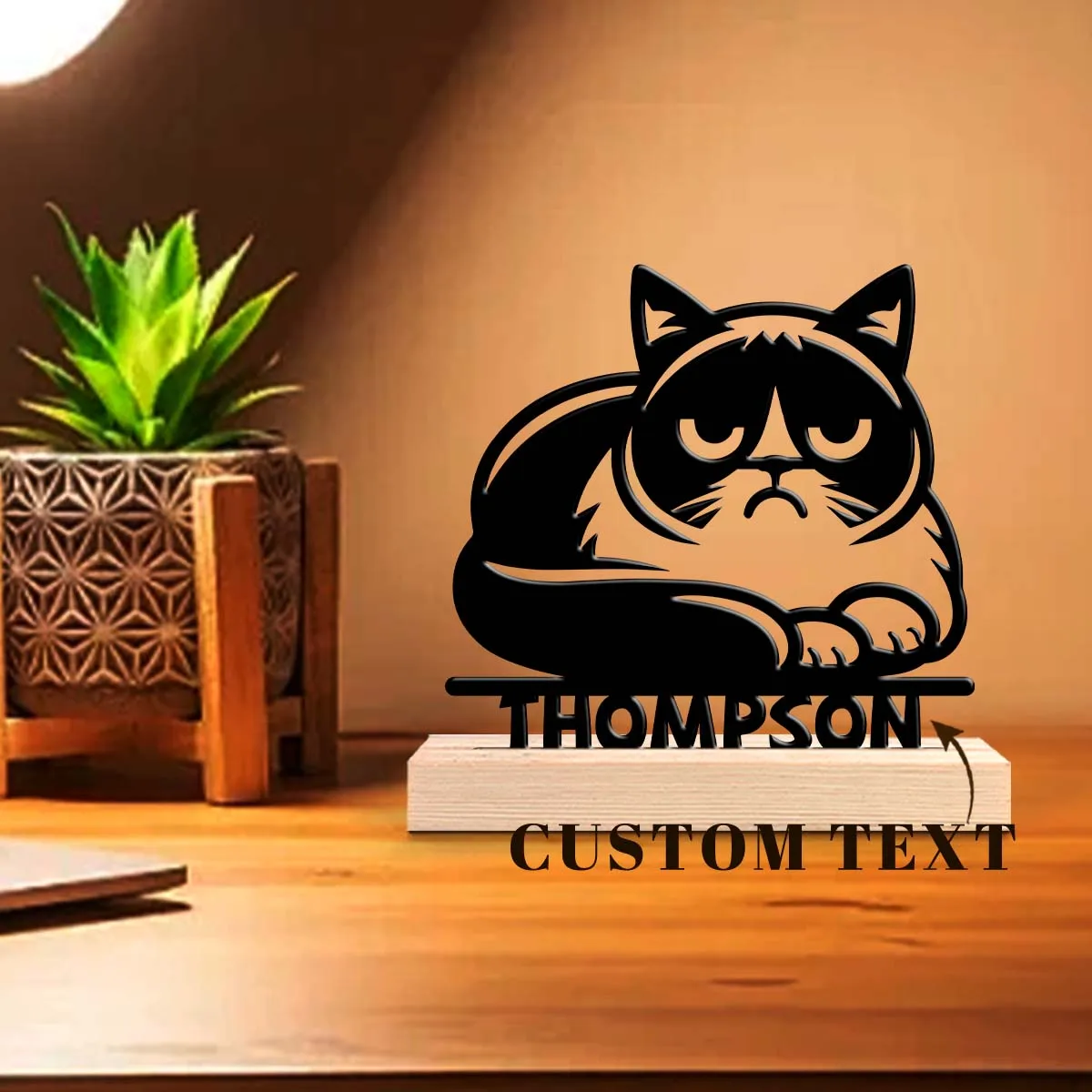 1pc Customized Wrought Iron Desktop Ornaments Customizable Name With Wooden Base Modern Rural Home Desktop Decorations