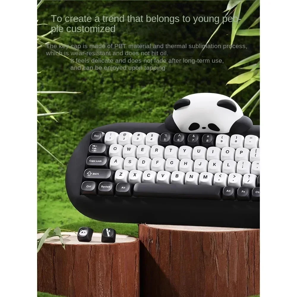 KEYNOVO C68 Panda Silicone Wireless Bluetooth Mechanical Keyboard Gaming Customized  Tri-mode  2.4G  for IPad Mac Cute Hot Swap