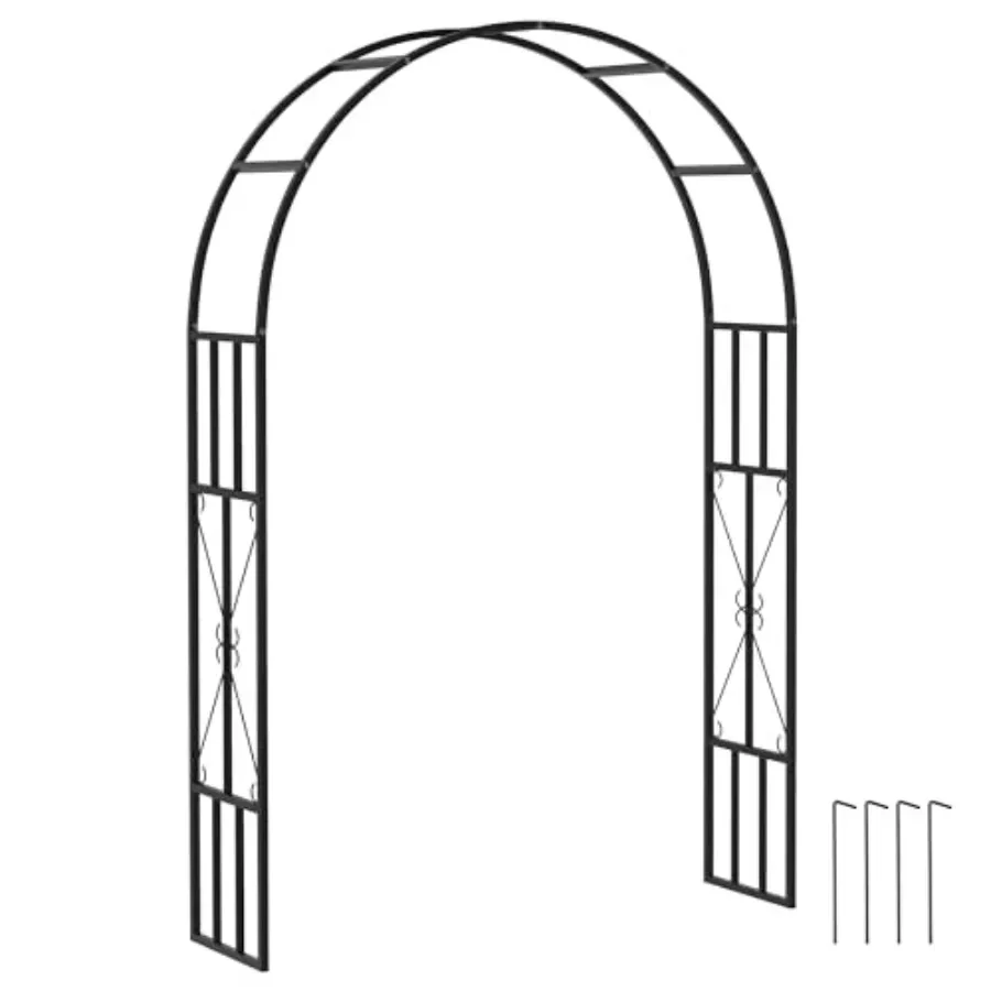 7.3ft Steel Garden Arch Trellis for Climbing Plants and Roses, Black, Rust-Resistant Heavy-Duty Outdoor Use