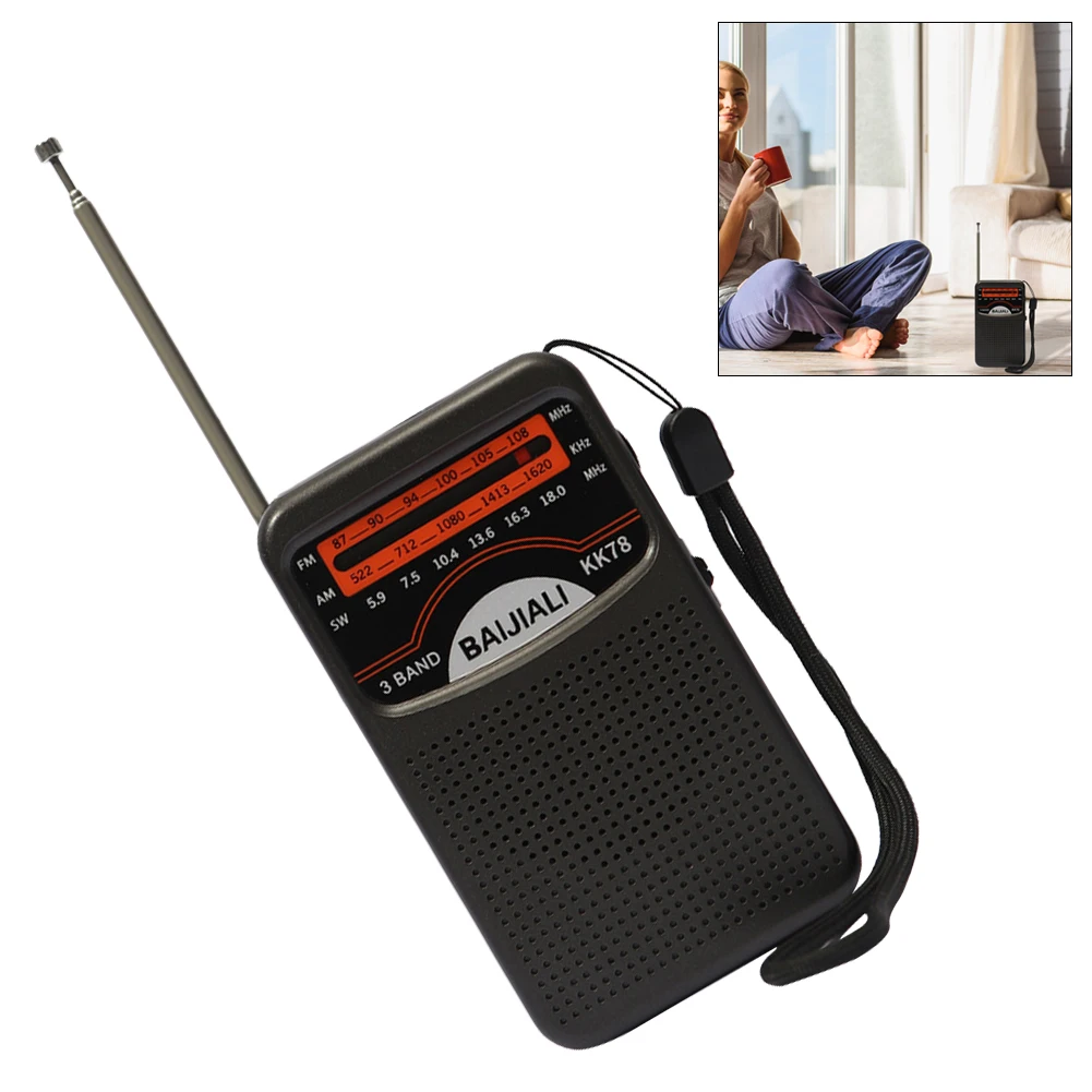 Outdoor Radio Dual Band Stereo Radio Built-in Speaker Pocket Pointer Radio SW/AM/FM LCD Display for Indoor Outdoor Emergency Use