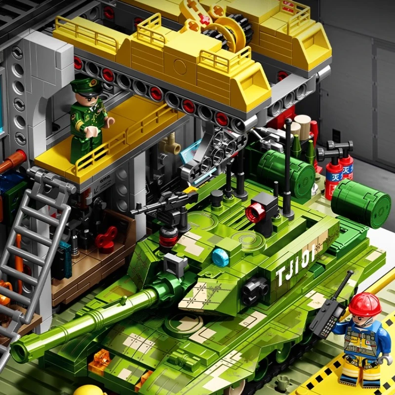 SEMBO الرئيسية معركة خزان الجمعية مصنع اللبنات مجموعات MOC العسكرية سلسلة نموذج سيارة الطوب هدايا عيد الميلاد الأولاد اللعب #3