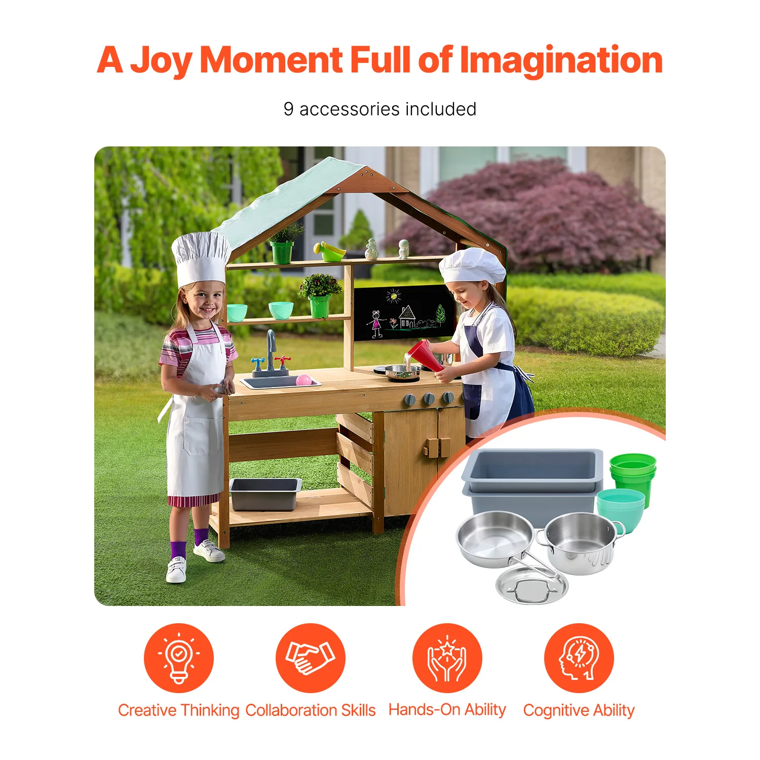 SucceBuy الطين تجهيزات المطابخ المطبخ لعب الاطفال في الهواء الطلق طفل بقالة مخزن Playset مع مواقد صنبور للأطفال هدايا عيد ميلاد