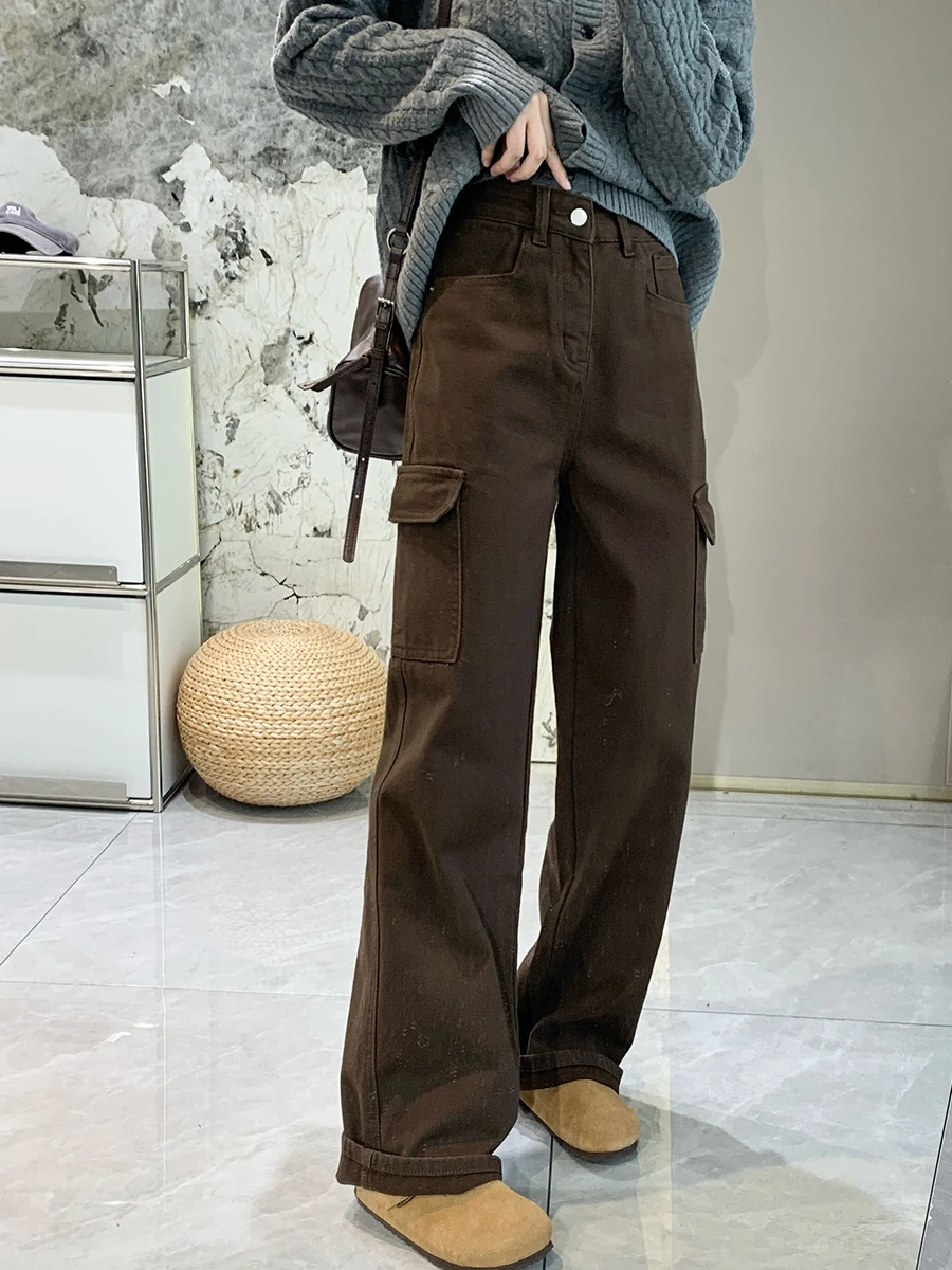 

Специальное предложение: Женские джинсы с высокой талией из хлопка, осенне-зимние, прямые, повседневные, длинные брюки, удобная посадка