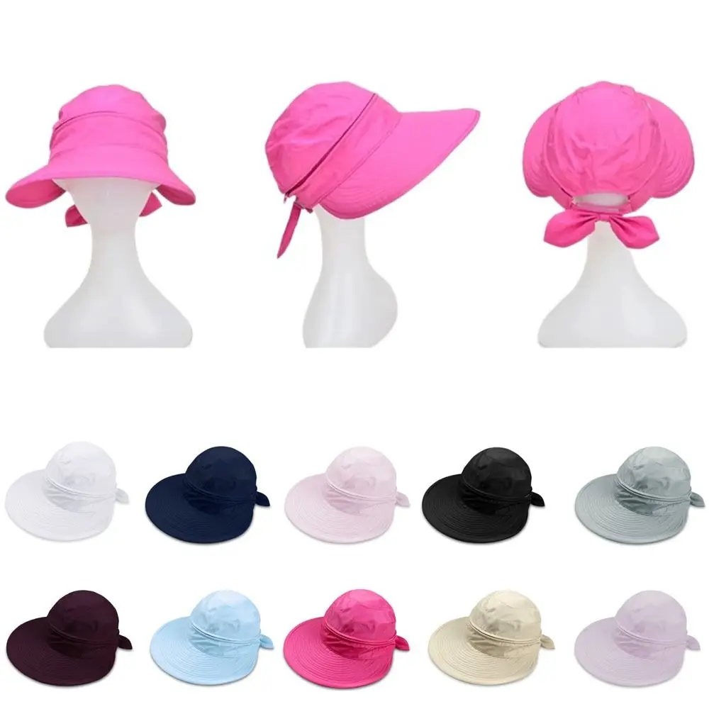 

Fashion 2 in 1 Women Top Air Cap Detachable Adjustable Sunscreen Cap Breathable Solid Color Anti-UV Beach Cap