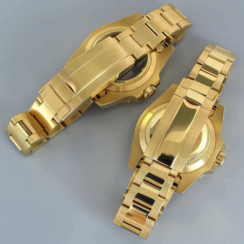 40mm Goldgehäuse Uhrenzubehör 20mm Uhrenarmbänder Saphir Fit Seiko NH35 NH36 8205 8215 2824 Uhrwerk Uhrengehäuse für Sea Dweller