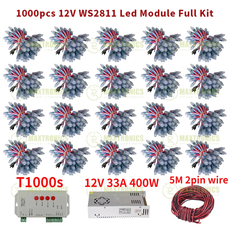 500-1000pcs 12mm WS2811 IC Full Color Pixel LED Module Light DC 12V input IP68 waterproof RGB Digital LED Pixel Light or Kit