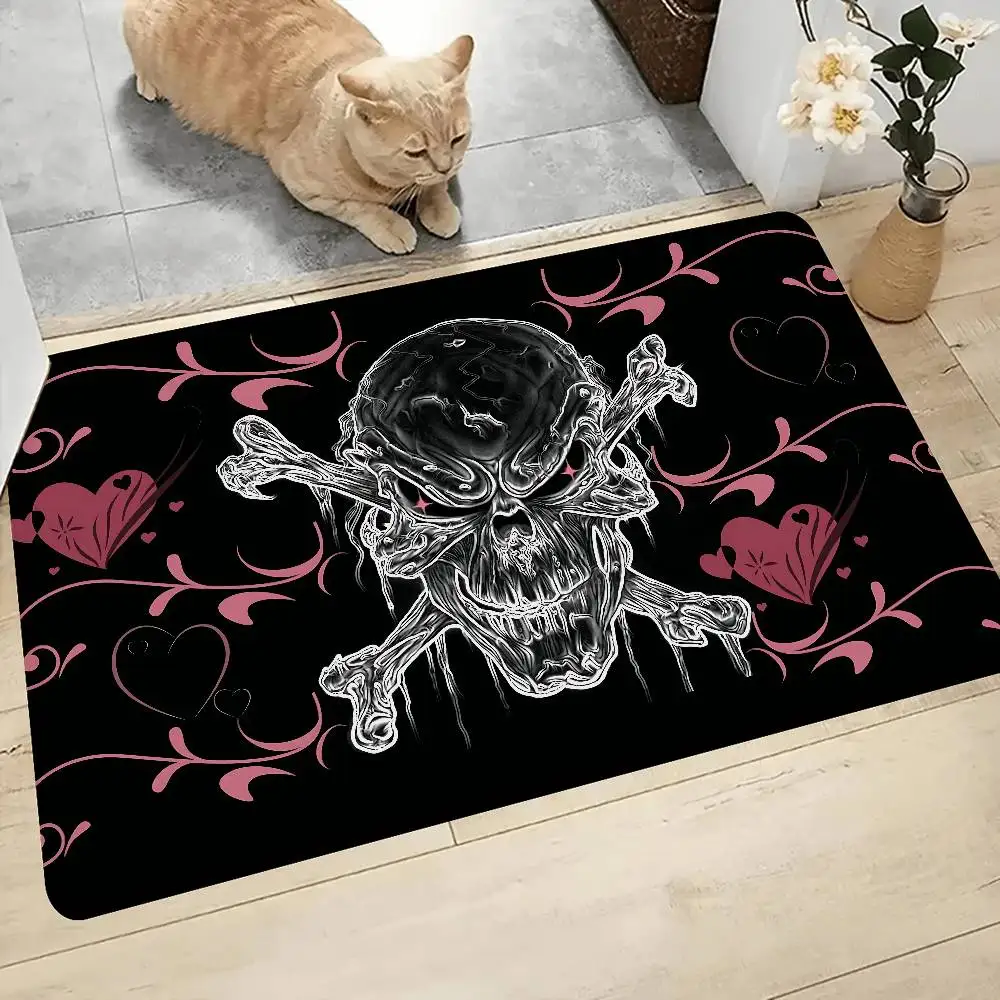 Horror Skull Gothic Badezimmermatte Retro Multiple Choice Wohnzimmer Küchenteppich Rutschfeste Nachttischmatten
