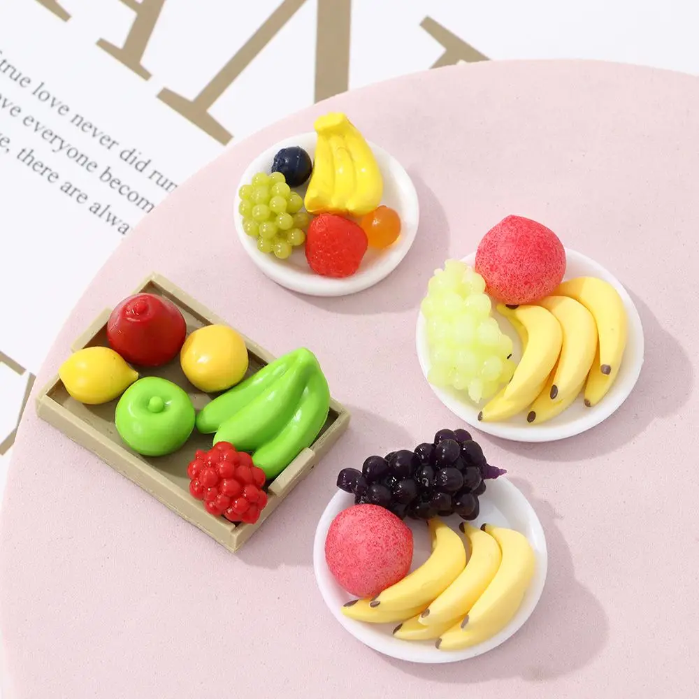 1:12 Mini simulazione frutta e verdura artificiale casa delle bambole cesto di bambù vegetale accessori in miniatura per bambini