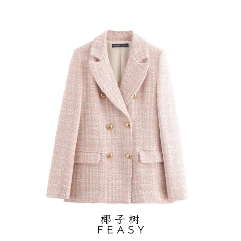 

2025 European American Women's Hot-Selling Autumn and Winter New Style Elegant Fashion Textured Double-Breasted