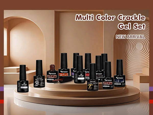 Description Picture 2 of item12PCS/SET Crackle Nail Polish Gel Set Cracking Nail Lacquer Quick Dry Gel Hybrid With Base Top Coat  Manicure Art Varnish Kit