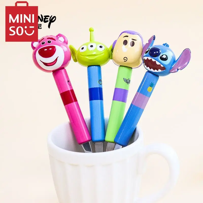 MINISO Disney children tableware stainless steel Stitch spoon cute baby fork spoon student table fork table spoon