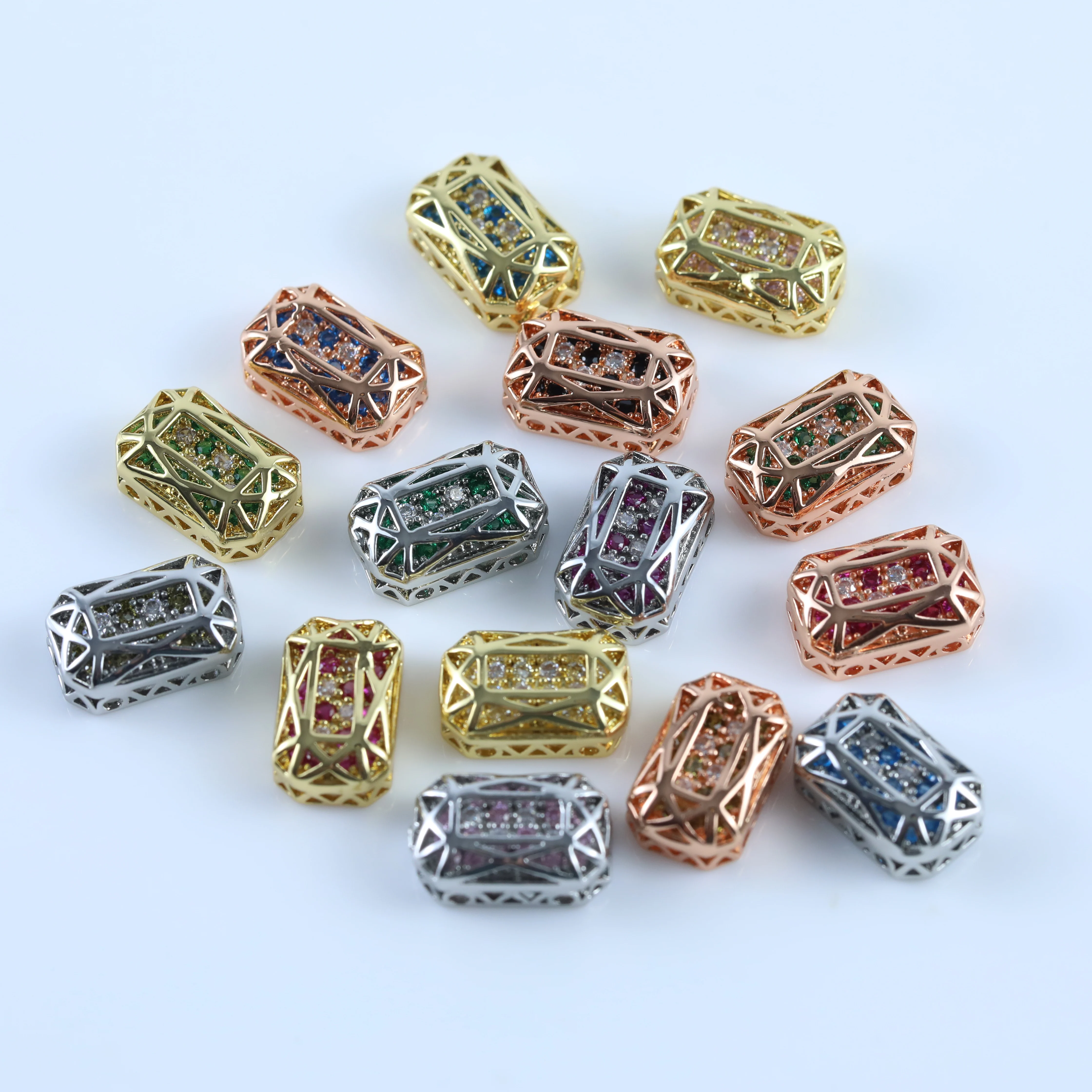 Oktagonale Rechteckige Krallen-Strasssteine, Drill Cube Serie, Brillante Kristalle, DIY-Schmuckzubehör für Taschen, Schuhe, Hochzeitskleider – Detail 5