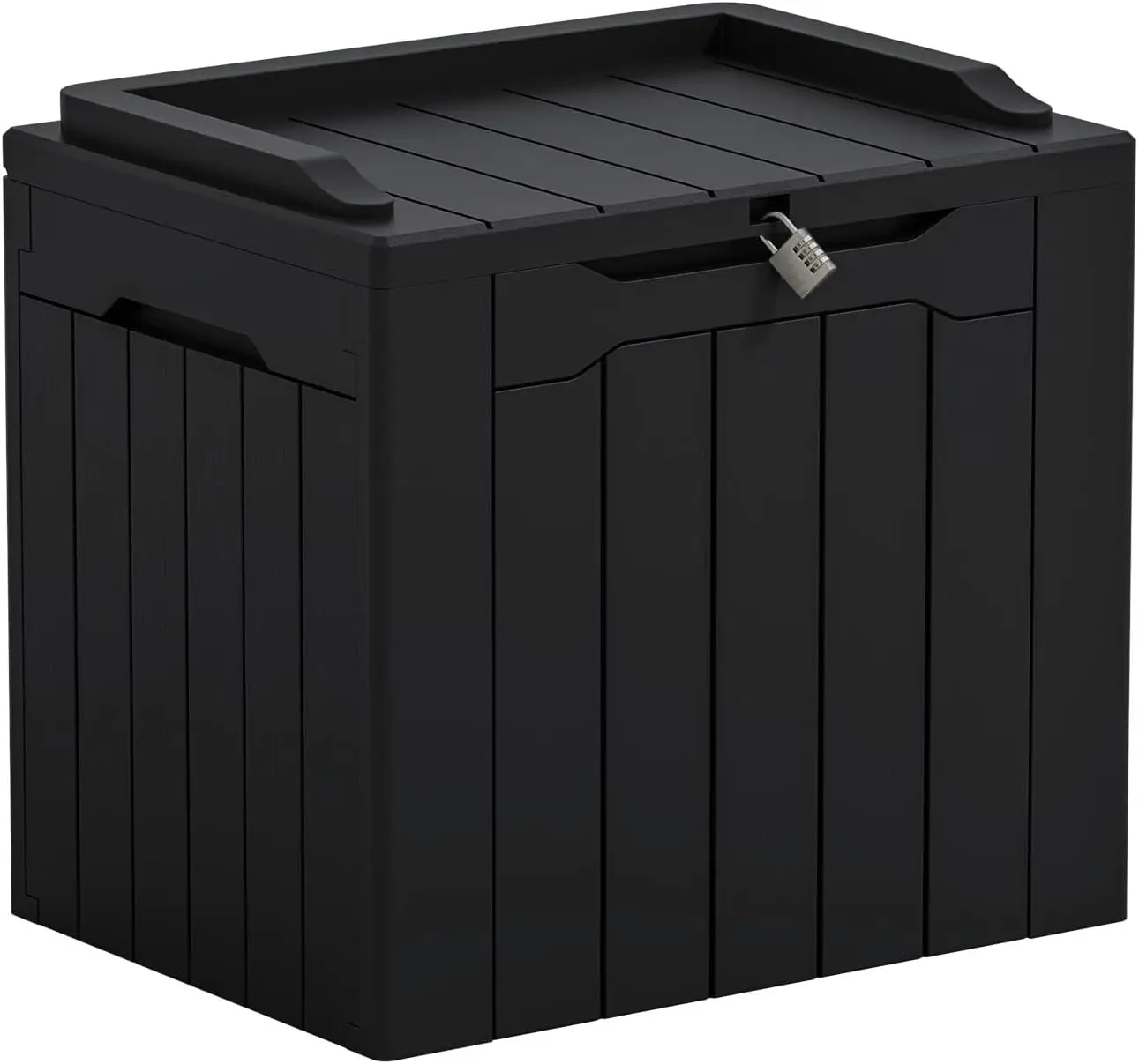 Greesum Outdoor Storage Box 31 Gallon Storage Box with Lid for Patio Furniture, Garden Tools, Pool Supplies, Waterproof and UV Resistant, Lockable, Dark Black
