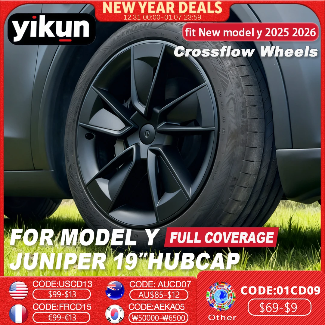 

4PCS Hub Cap 19 Inch for Tesla Model Y Juniper Hubcaps Performance Replacement Crossflow Wheels Cover Full Rim Accessories 2025