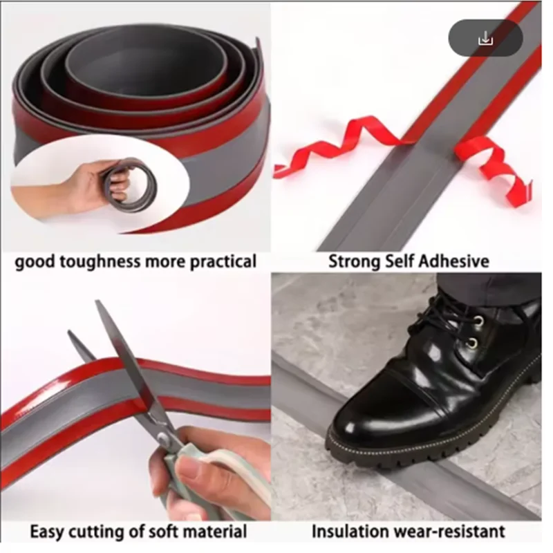 3/5M Floor Cable Protector Self-Adhesive PVC Flexible Cable Protection Strip Prevent Trip Floor Covering Decoration Cable Duct