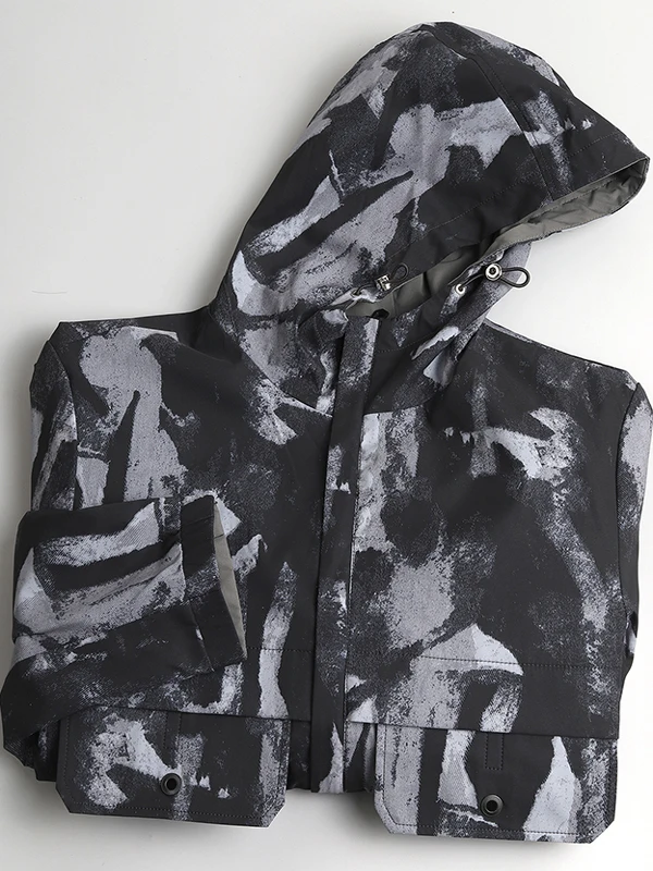 

Double-Wear Comfortable Men's Spring Autumn Casual Hooded Jaet Faion Print Workwear Coat Stand Fit Long Sve Zipper ...