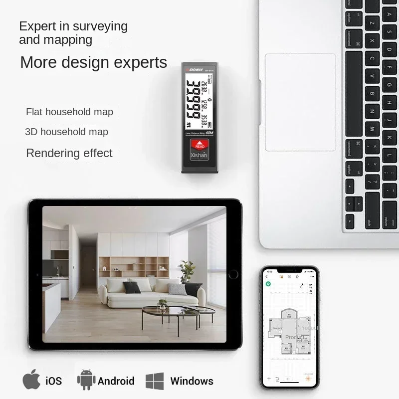SNDWAY mini electronic ruler SW-BT40 high-precision Bluetooth laser rangefinder infrared measuring ruler 40 50 60 APP BT