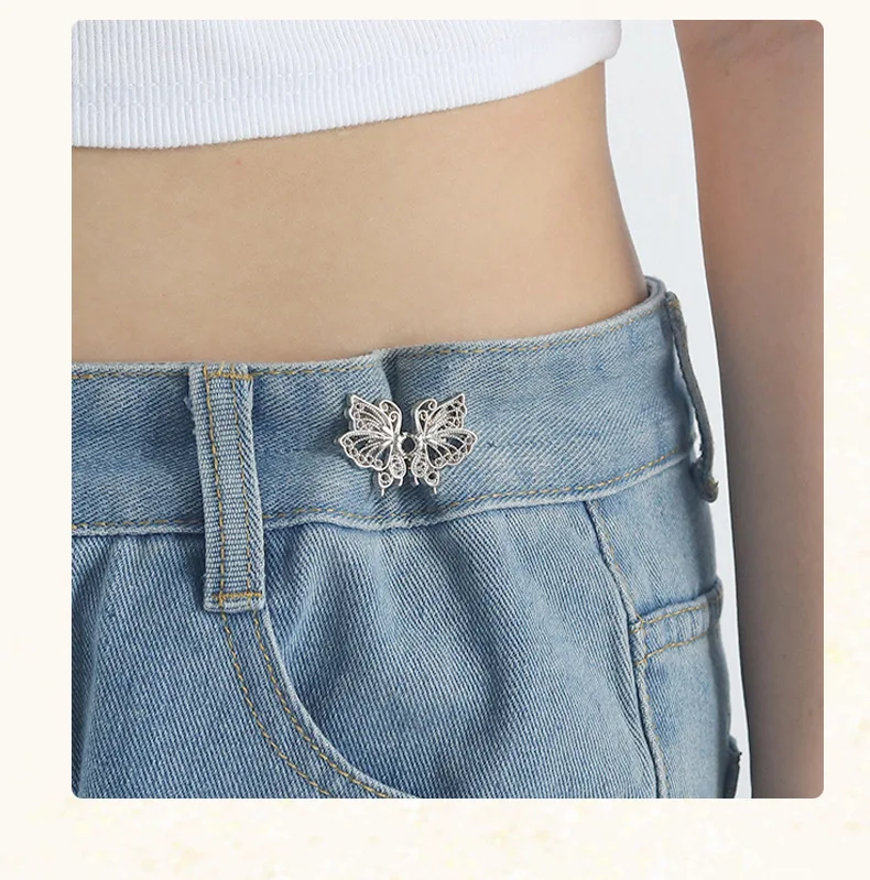 Jeans Button Adjustable Clips for Pant Skirts Waist Tightener Buckle Snap Button Adjuster Butterfly Pin Button Clothing Supplies