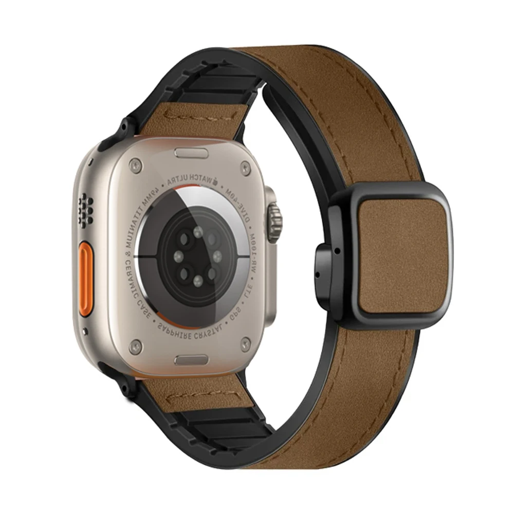 Correa para Apple watch band 45mm 44mm 49mm 42mm 40mm 41mm pulsera de cuero magnética correa iWatch Series 9 8 7 6 5 4 3 SE Ultra 2