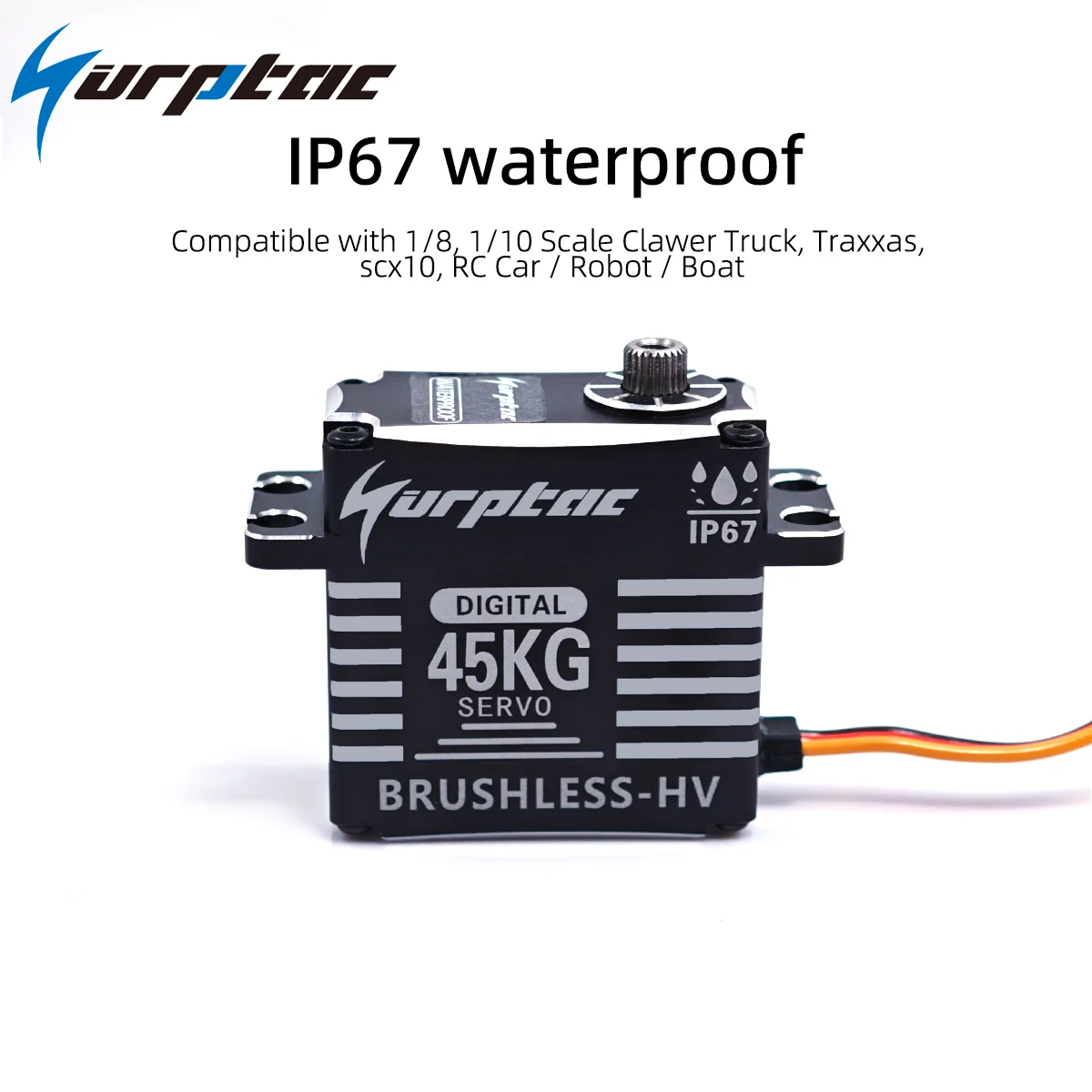 45kg Waterproof Servo IP67 180/270/360 Magnetic Sensor High Torque Brushless Digital Servo Full Metal Gear for 1/8 1/10 RC Cars