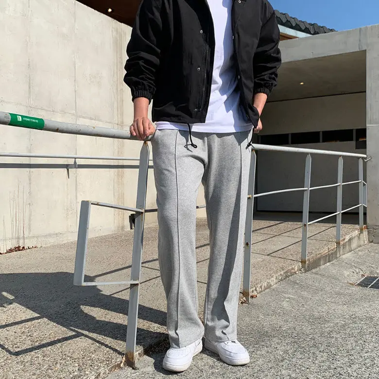 Usar solto em linha reta primavera e outono estilo moda casual esportes magro masculino jogging calças de fitness