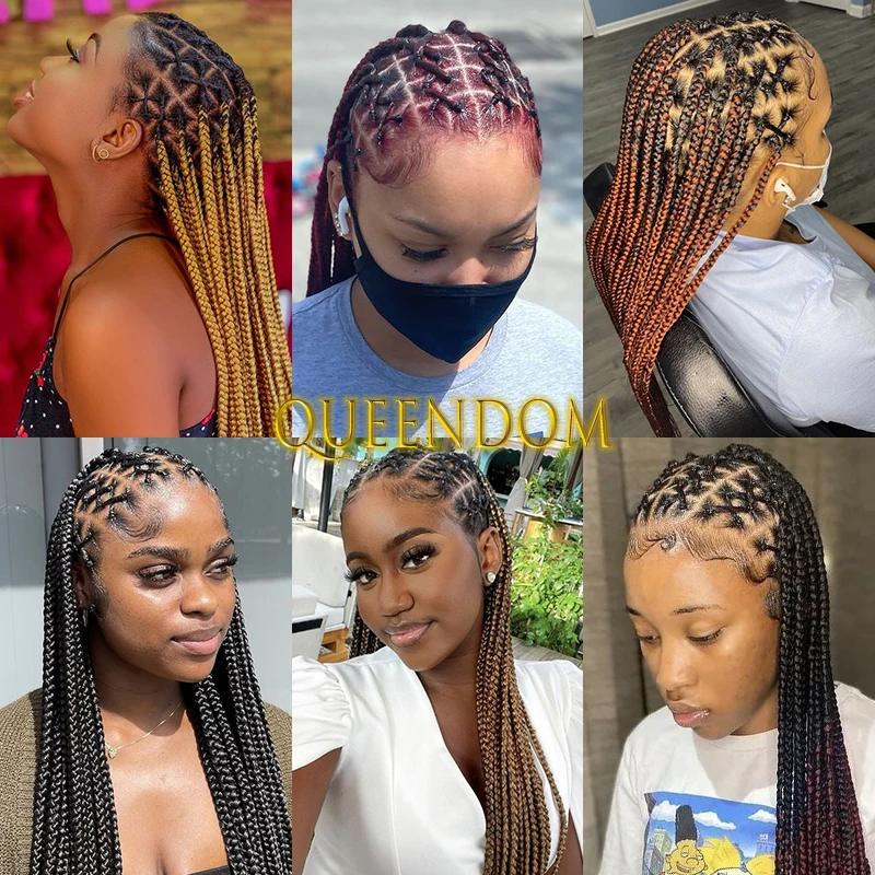 Synthetic Criss Cross Braids Wig 36 Inch Ombre Blonde Jumbo Cornrow Plaits Braided Wig Full Lace Box Braid Wig for Black Women