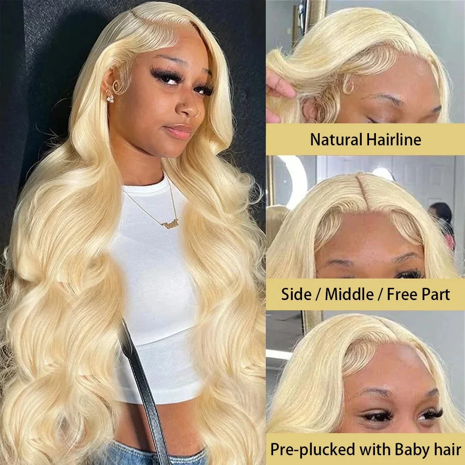 Honey Blonde Transparente Lace Front Wig para Mulheres, Perucas de Cabelo Humano, Brasileiro, Onda Corporal, Colorido, HD Lace Frontal Wig, 613, 13x6, 220%, 13x4