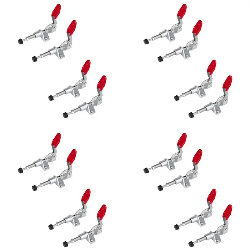 16Pcs GH-301AM 45Kg Toggle Clamp Quick Release Pull Action Vertical/Horizontal Type Clamps Hand Tool For Woodworking-B51B