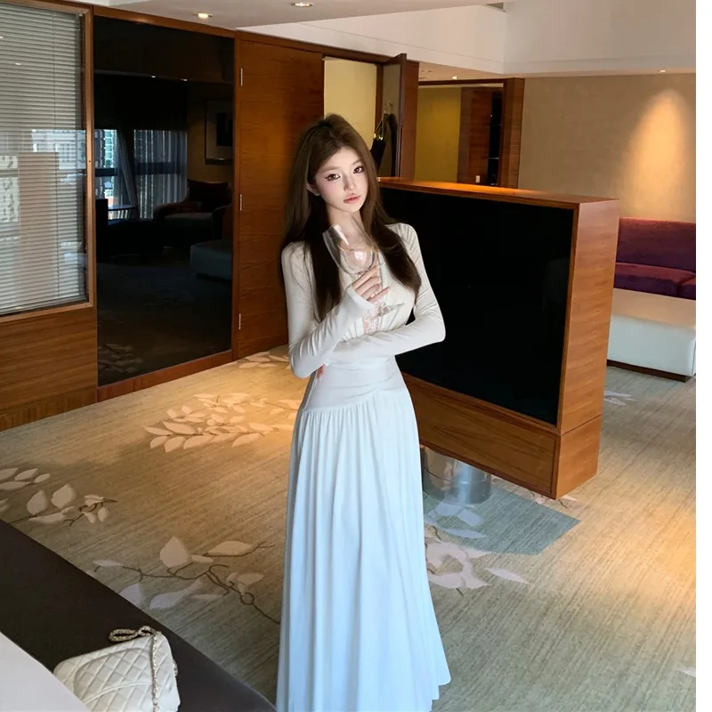 Sexy minceur v-ne longue Sve Dr automne hiver nouveau Sle coréen taille haute a-ligne jupe pour les femmes Ci déplacement