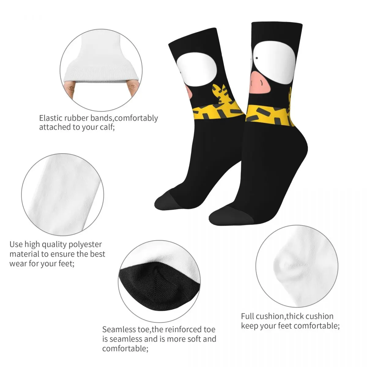 Crazy Design P-Chan Chibi Football Socks Ranma Anime Manga Polyester Long Socks for Women Men Sweat Absorbing