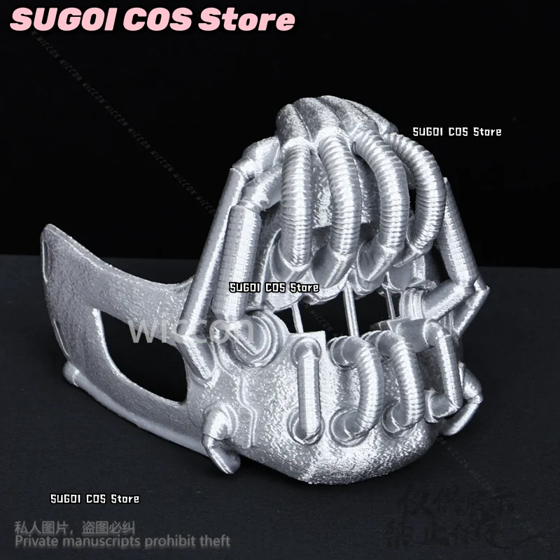 Bane Cosplay Anime Film horror scuro Cavaliere Teschio d'argento 3D Maschera di acido polilattico Halloween Festa di Natale Uomo Cos Gioco di ruolo