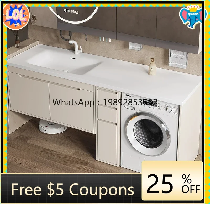 AB Corian integrated basin fashion light luxury washing machine cabinet washbasin combination