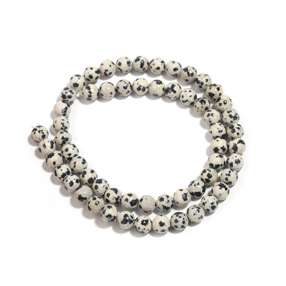 4 6 8 10 12mm Perline di diaspro dalmata naturale Perline di pietra distanziatore allentato rotondo per la creazione di gioielli Accessori per braccialetti collana fai da te