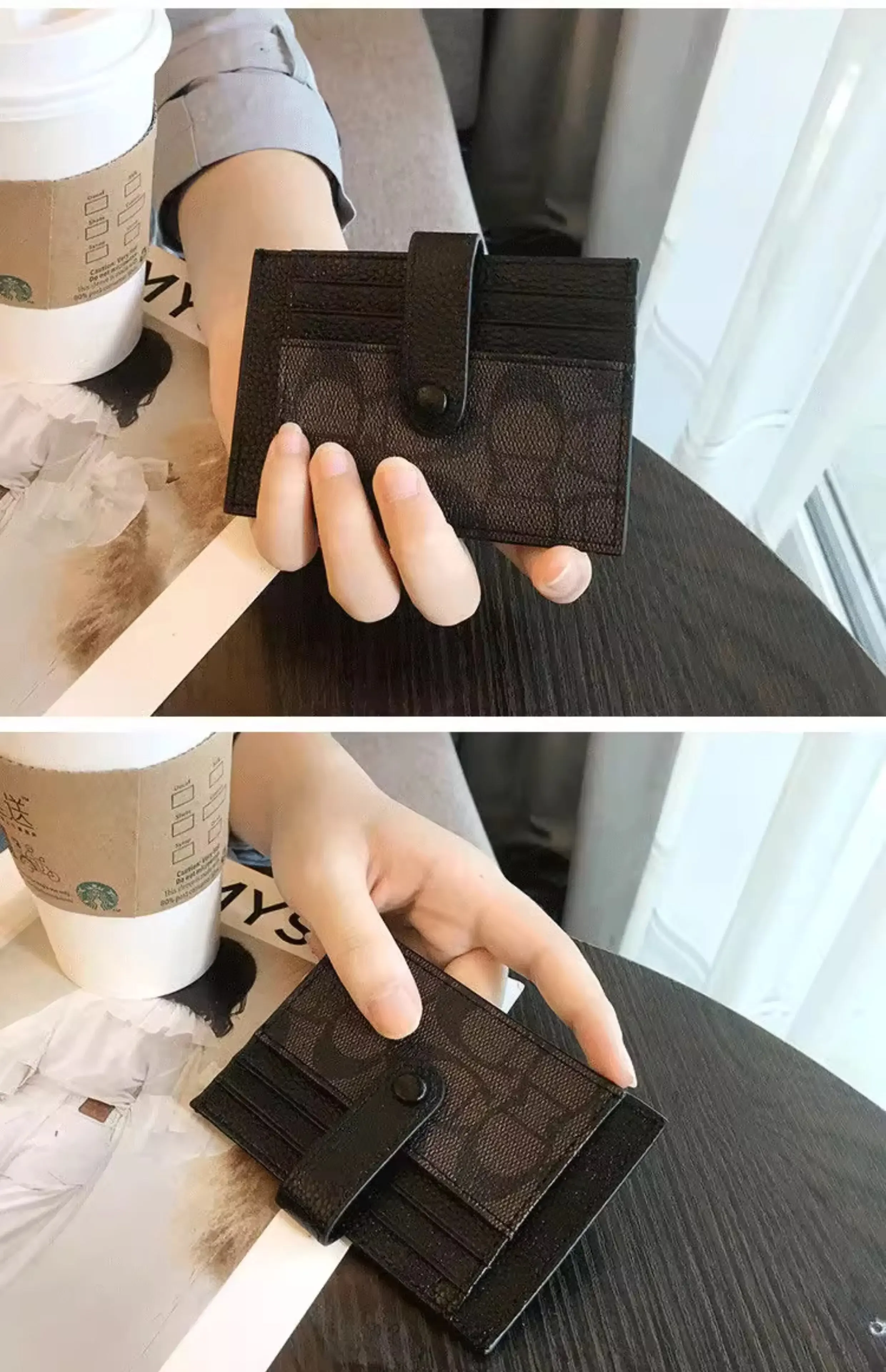 Mini Slim, ultradünne Kartenhülle im Ins-Stil, modische, kurze Geldbörse für Mädchen und Frauen, mit Applikationen, Karten- und Ausweishülle, Geldbeutel. – Detail 23