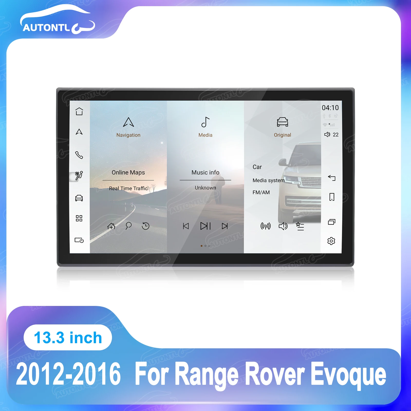 

13,3-дюймовый экран Android, автомобильный радиоприемник, GPS-навигация для Land Rover Range Rover Evoque 2012-2016, мультимедийный видеоплеер CarPlay