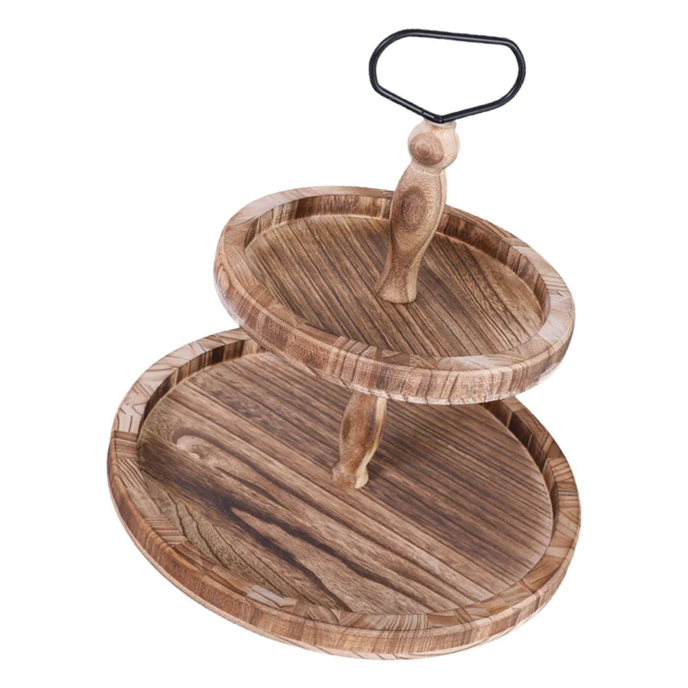 

1pc Wooden Fruit Tray Natural Wood Serving Platter For Cake Display Baking Dessert Shelf Candy Storage Holder Wedding Party